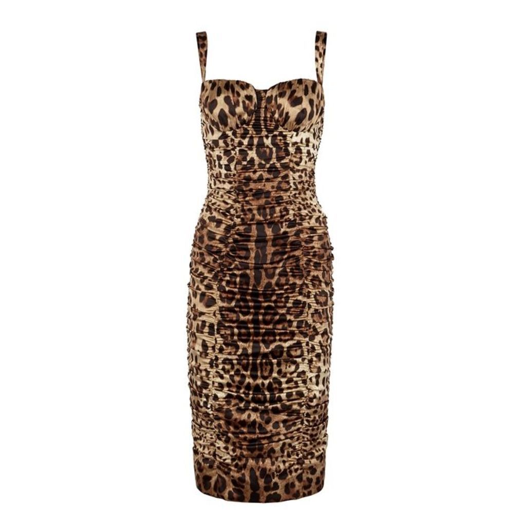 Dolce & Gabbana Leopard-print Stretch-silk Midi Dress