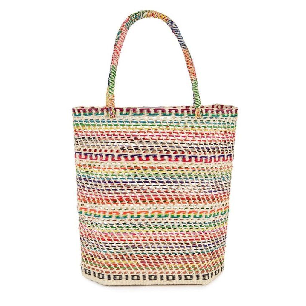 Sensi Studio Striped Straw Basket Bag