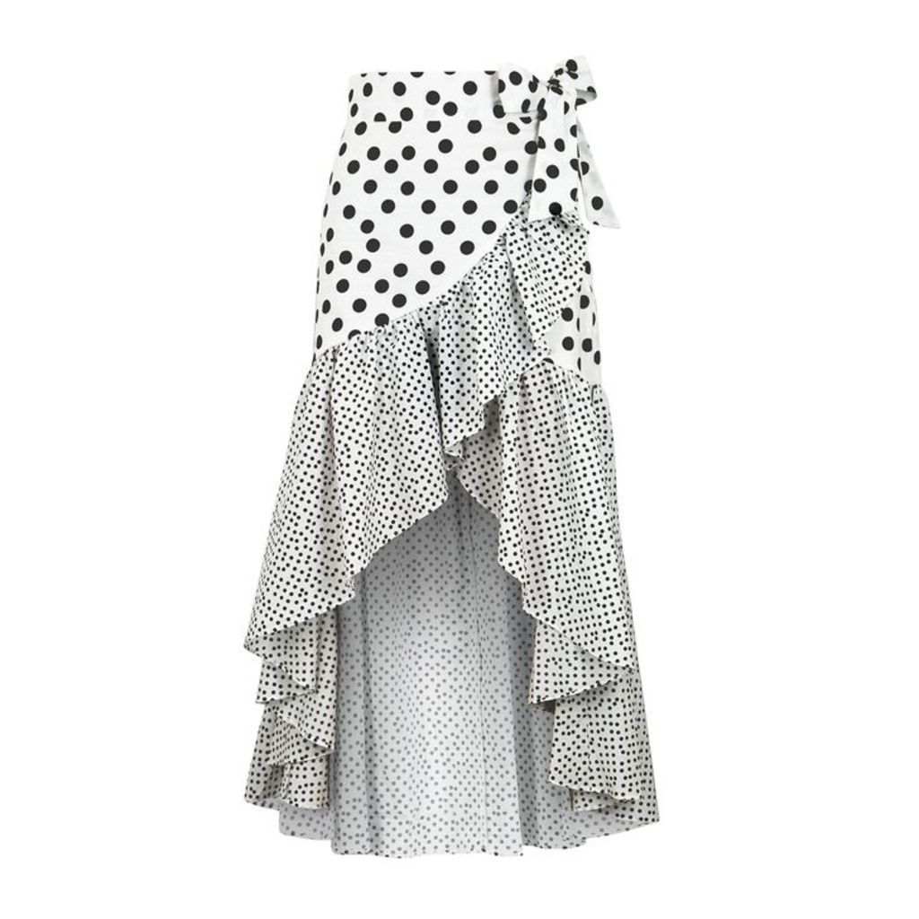 De La Vali Castana Polka-dot Cotton Skirt