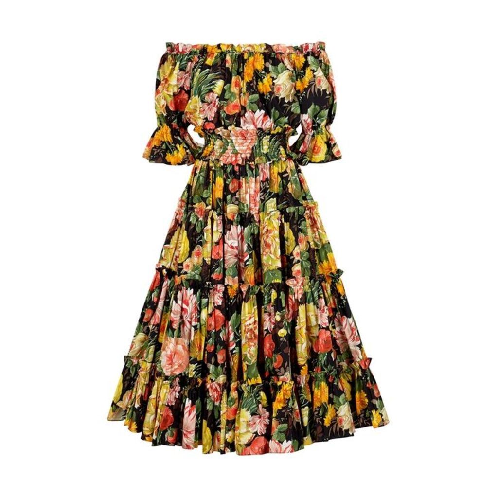 Dolce & Gabbana Floral-print Cotton Midi Dress