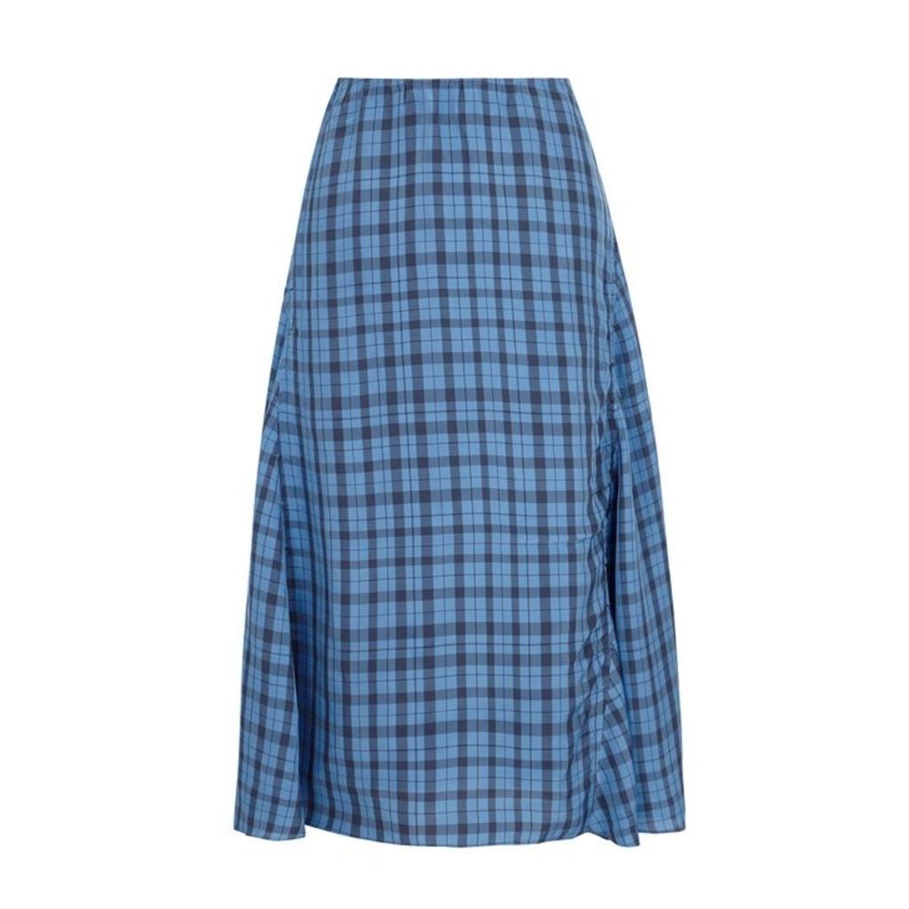 Acne Studios Blue Checked Midi Skirt