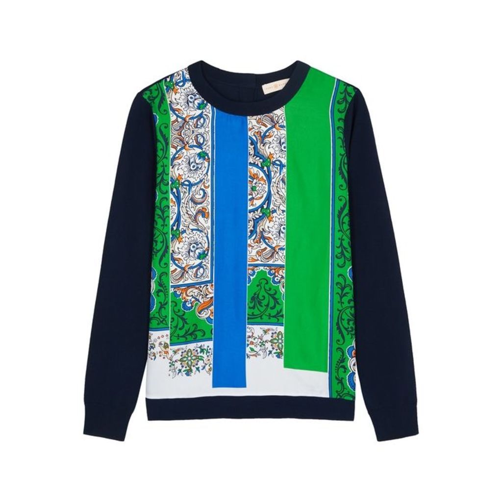 Tory Burch Printed Silk And Cotton Jumper