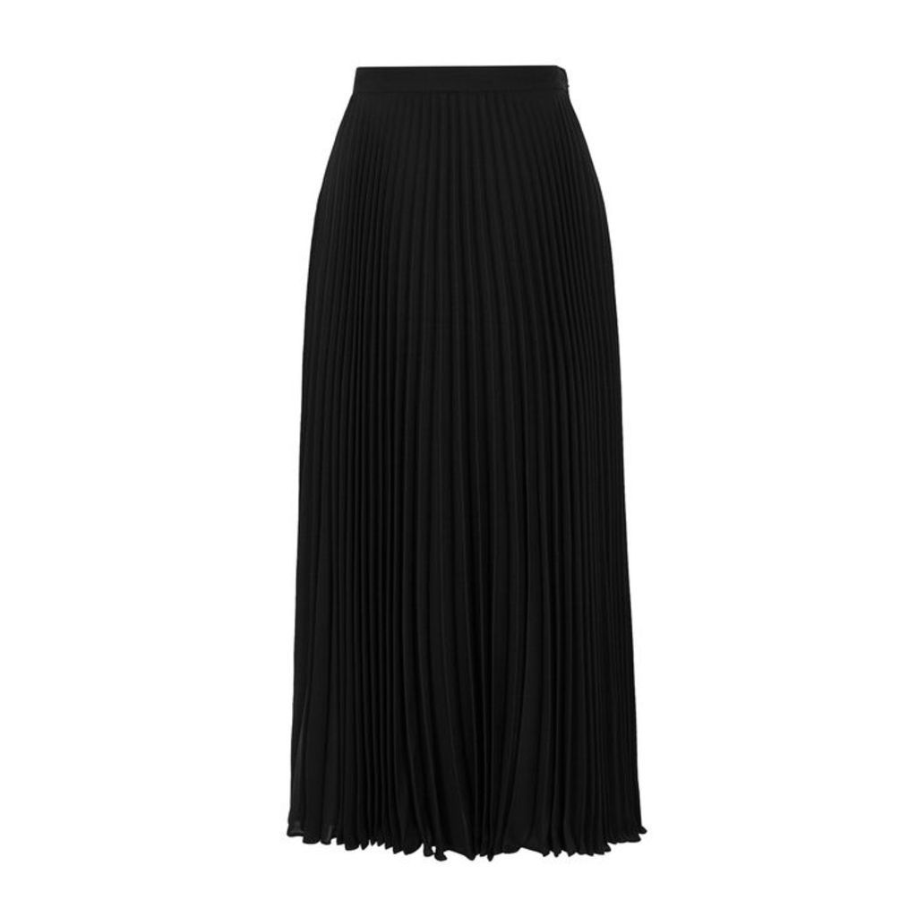Valentino Black Pleated Silk Chiffon Midi Skirt