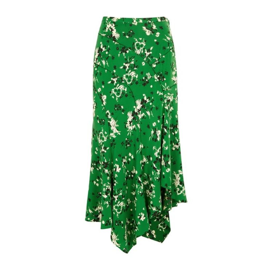 Veronica Beard Mac Floral-print Stretch-silk Skirt