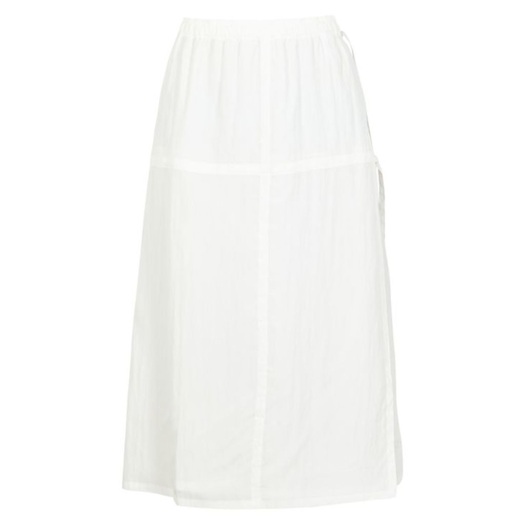 Helmut Lang White Layered Midi Skirt