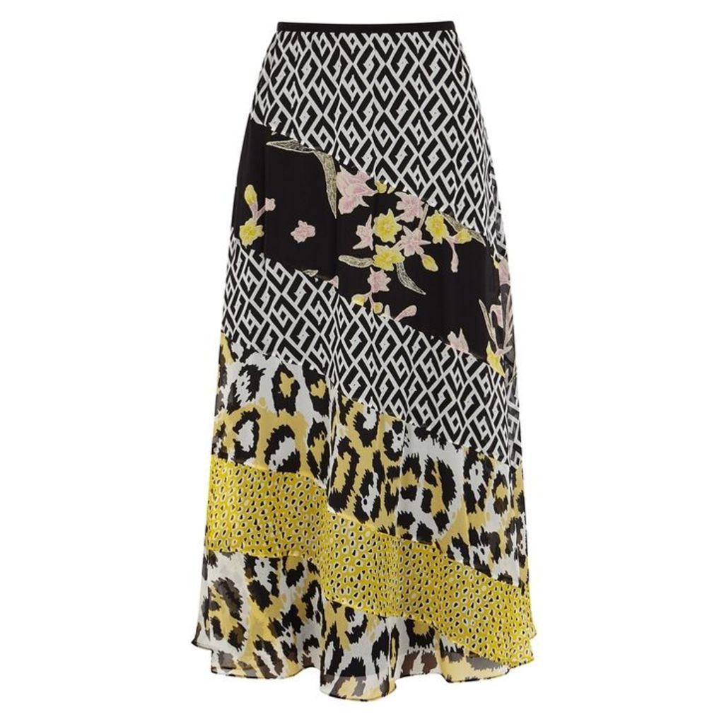 Diane Von Furstenberg Darcie Contrast-print Silk Midi Skirt