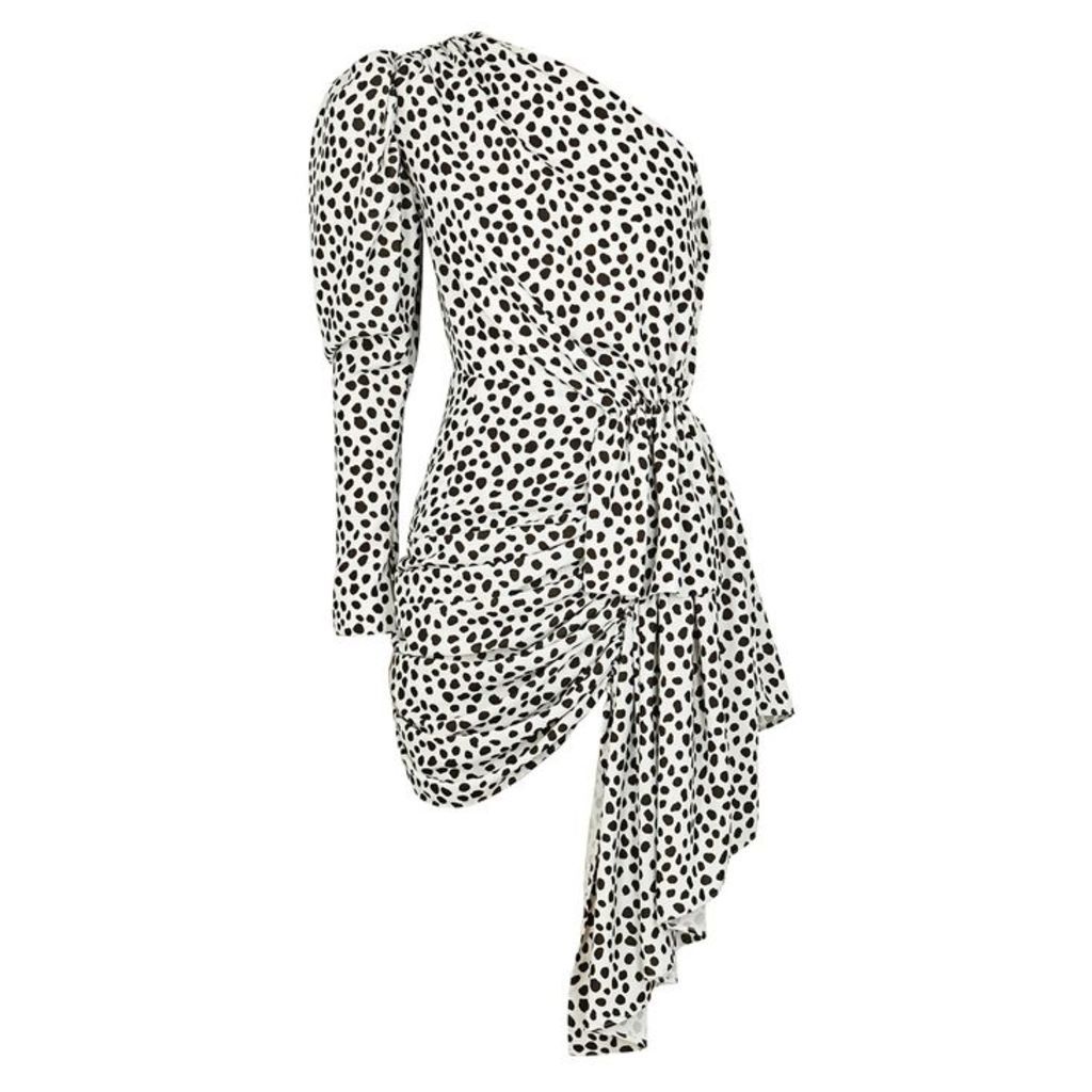 16 Arlington Dalmatian-print One-shoulder Mini Dress