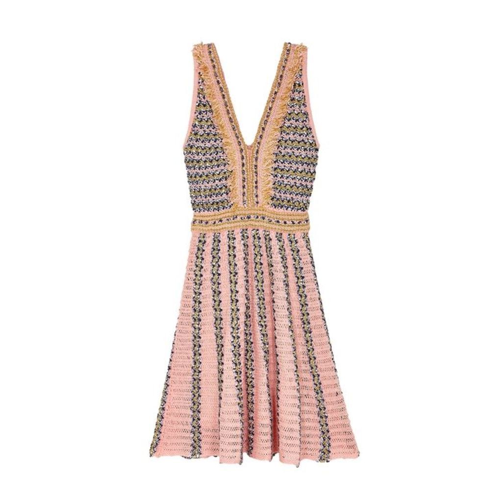 M Missoni Pink Knitted Tweed Dress