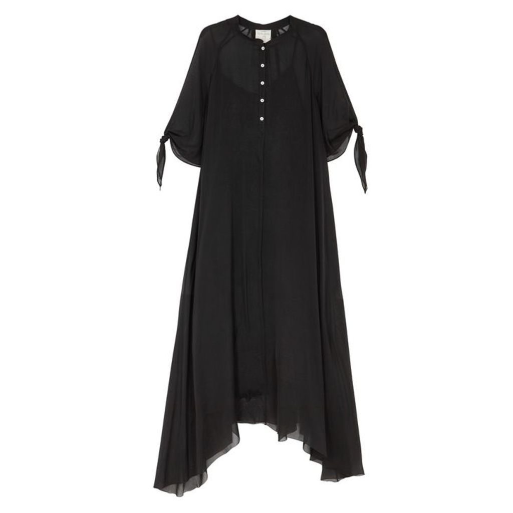 Forte forte Black Silk Chiffon Maxi Dress