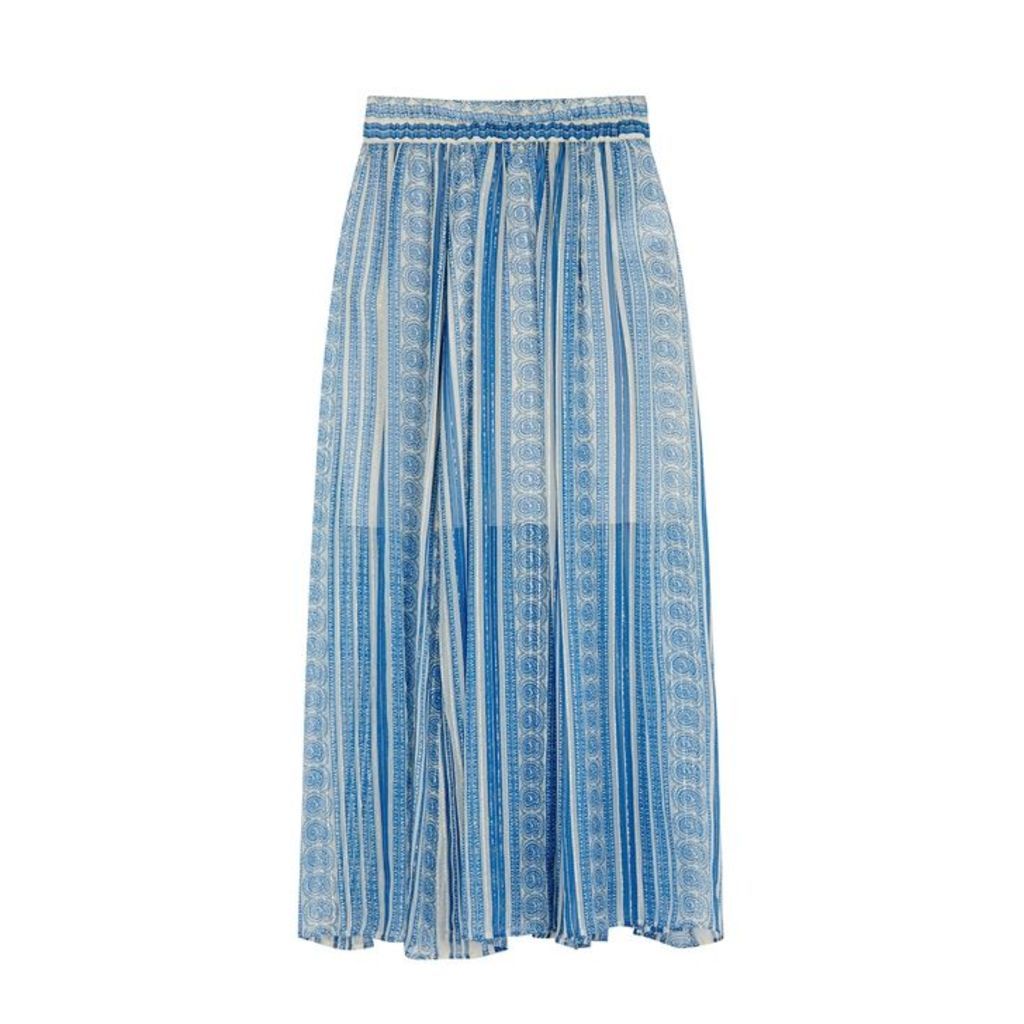 Philosophy Di Lorenzo Serafini Blue Printed Silk-blend Skirt