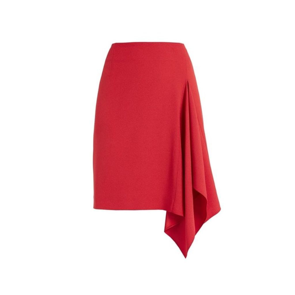 WtR Sheena Red Crepe Asymmetric Drape Skirt