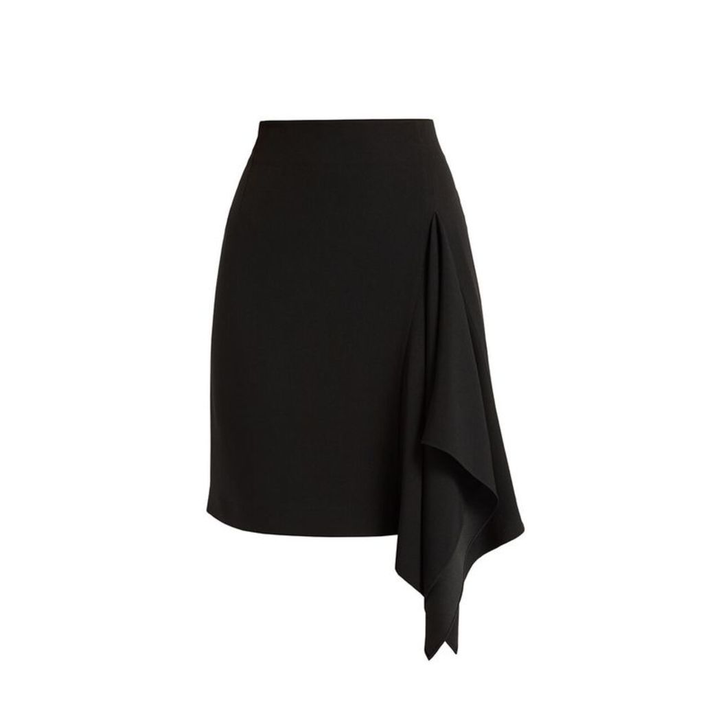 WtR Sheena Black Crepe Asymmetric Drape Skirt