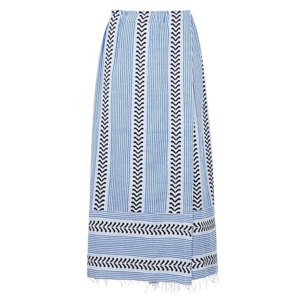 Lemlem Kesiti Striped Cotton-blend Midi Skirt