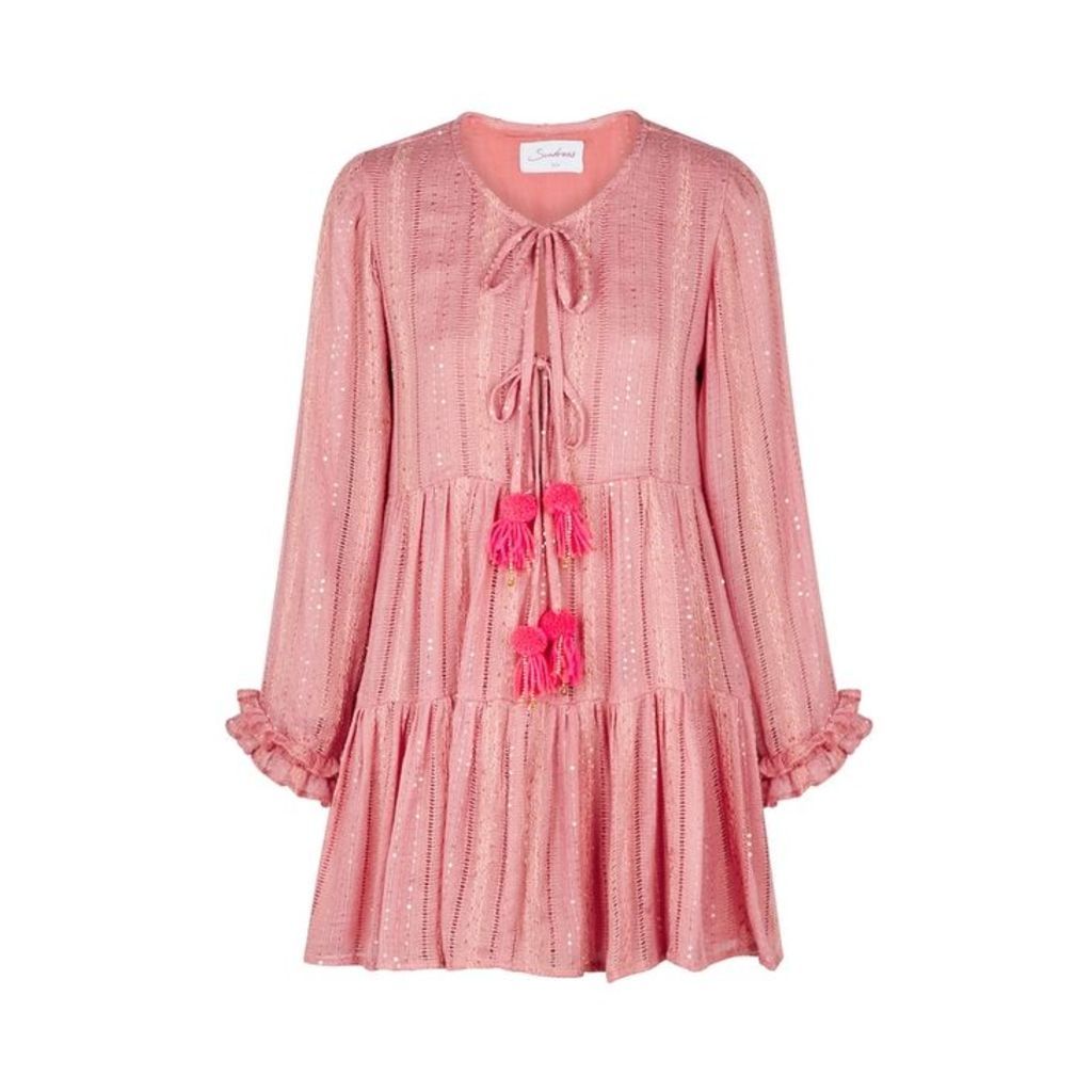 Sundress Neo Pink Sequin-embellished Dress