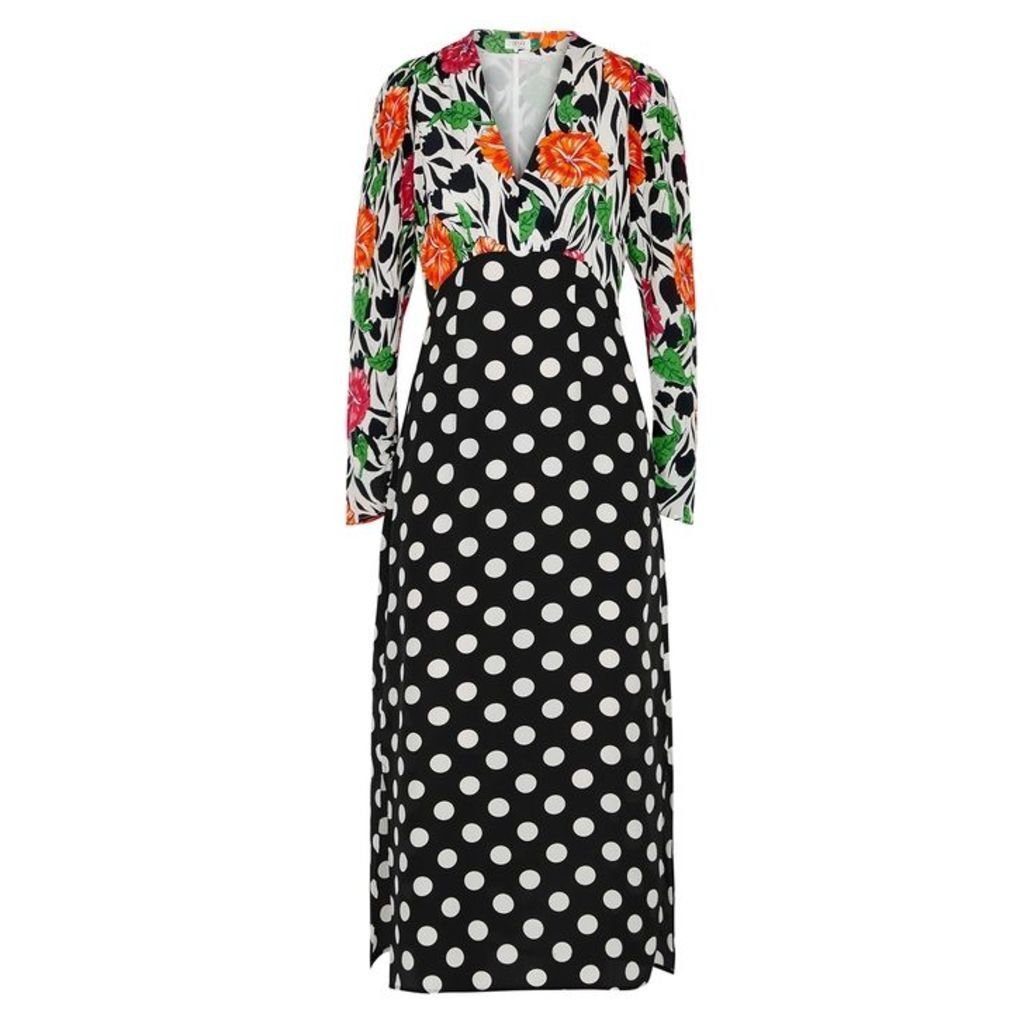 RIXO Gretal Printed Silk Dress