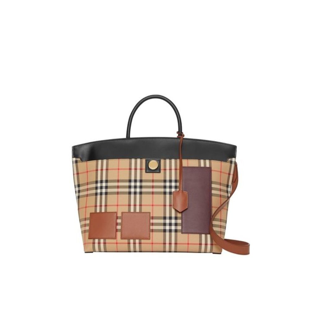 Burberry Vintage Check And Leather Society Top Handle Bag