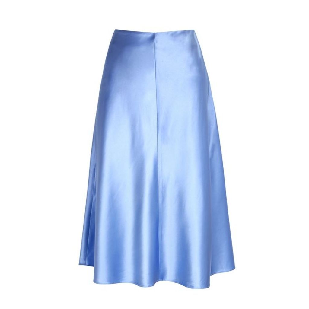 SamsÃ¸e & SamsÃ¸e Heaston Light Blue Satin Midi Skirt
