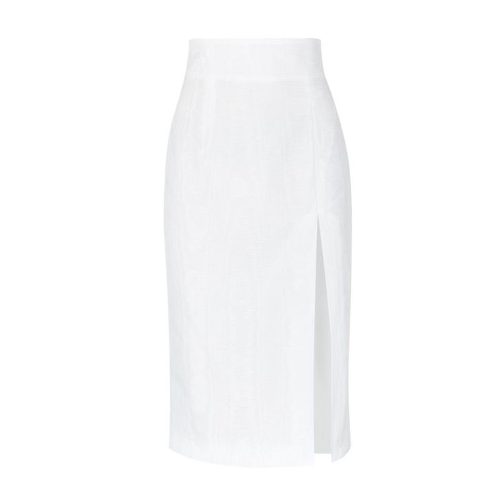 16 Arlington White Moire Pencil Skirt