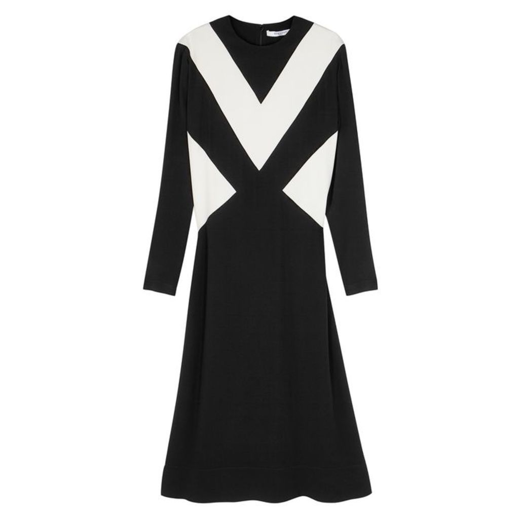 Givenchy Black And White Crepe Midi Dress