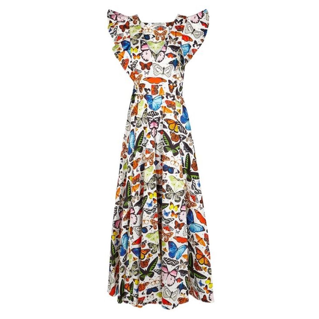 Mary Katrantzou Butterfly-print Stretch-cotton Maxi Dress