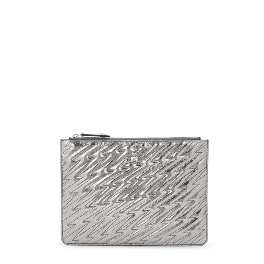 Vivienne Westwood Coventry Silver Leather Clutch