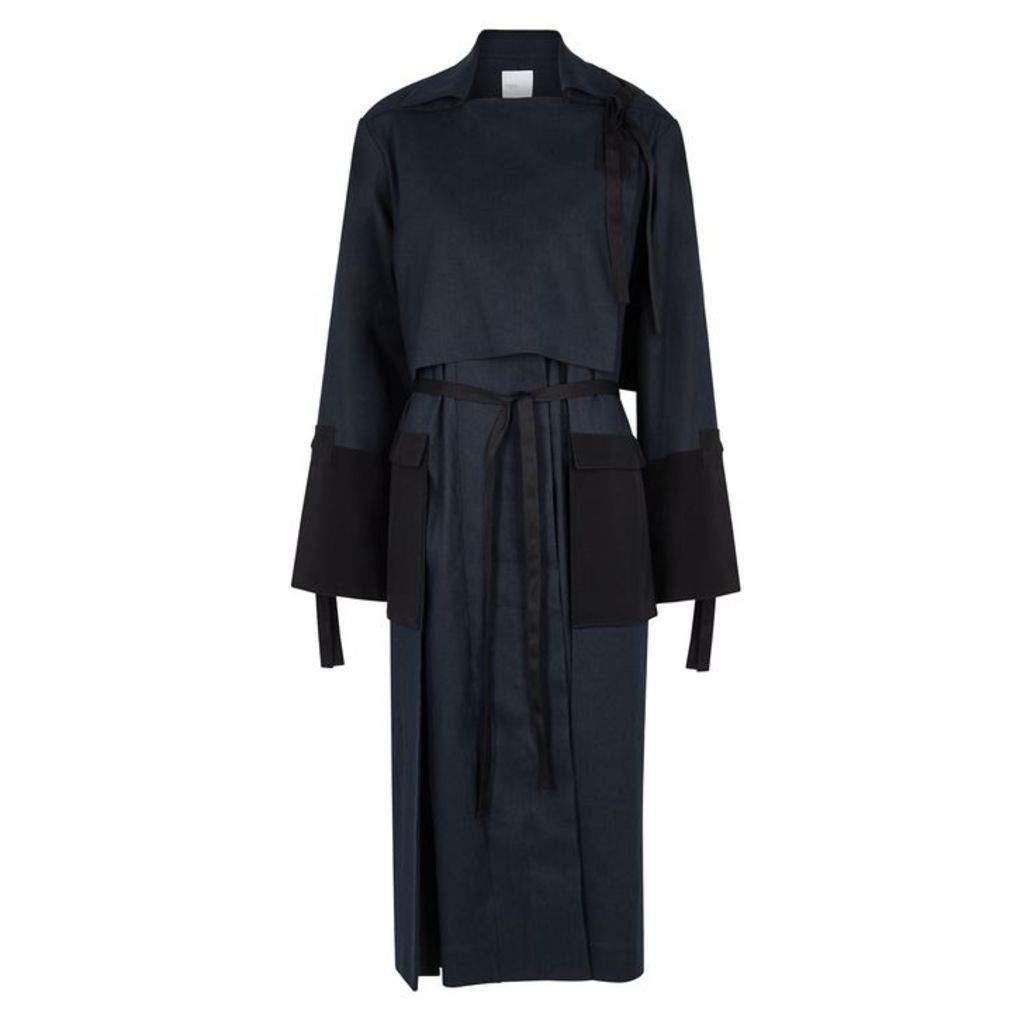 Rosetta Getty Navy Panelled Cotton-blend Trench Coat