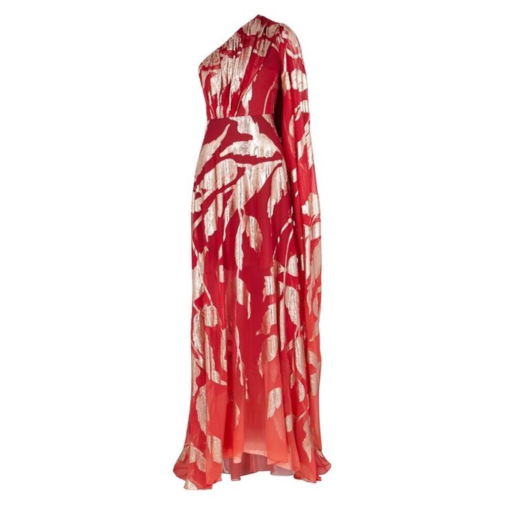 Peter Pilotto Red Jacquard Silk-blend Gown