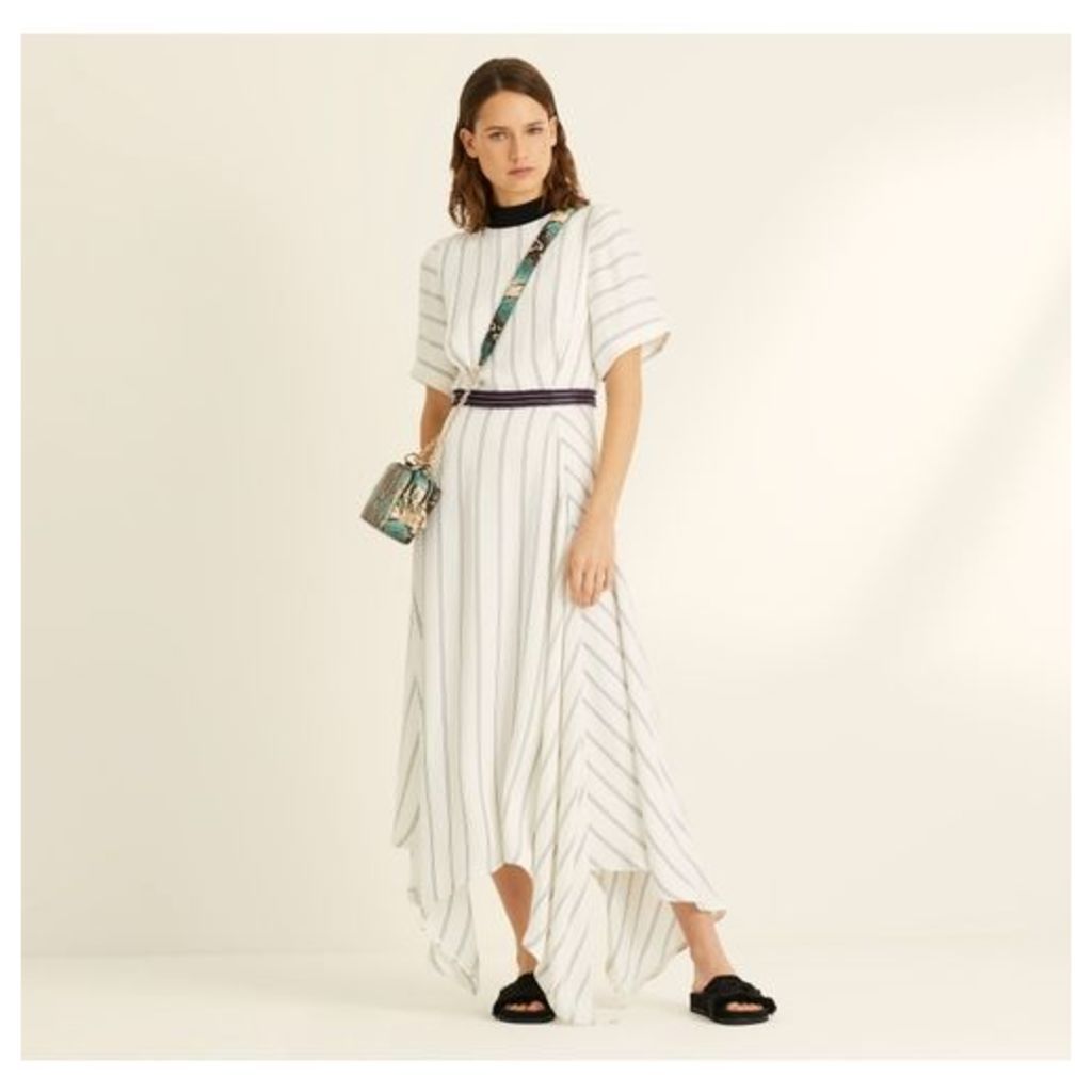 Amanda Wakeley White Double Pinstripe Midi Dress