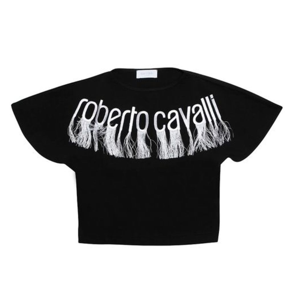 Roberto Cavalli Fringed Logo Top