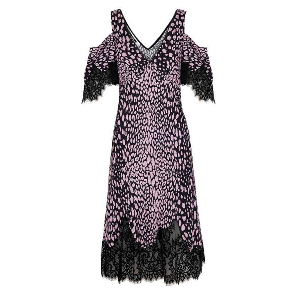 McQ Alexander McQueen Leopard-print Lace-trimmed Dress