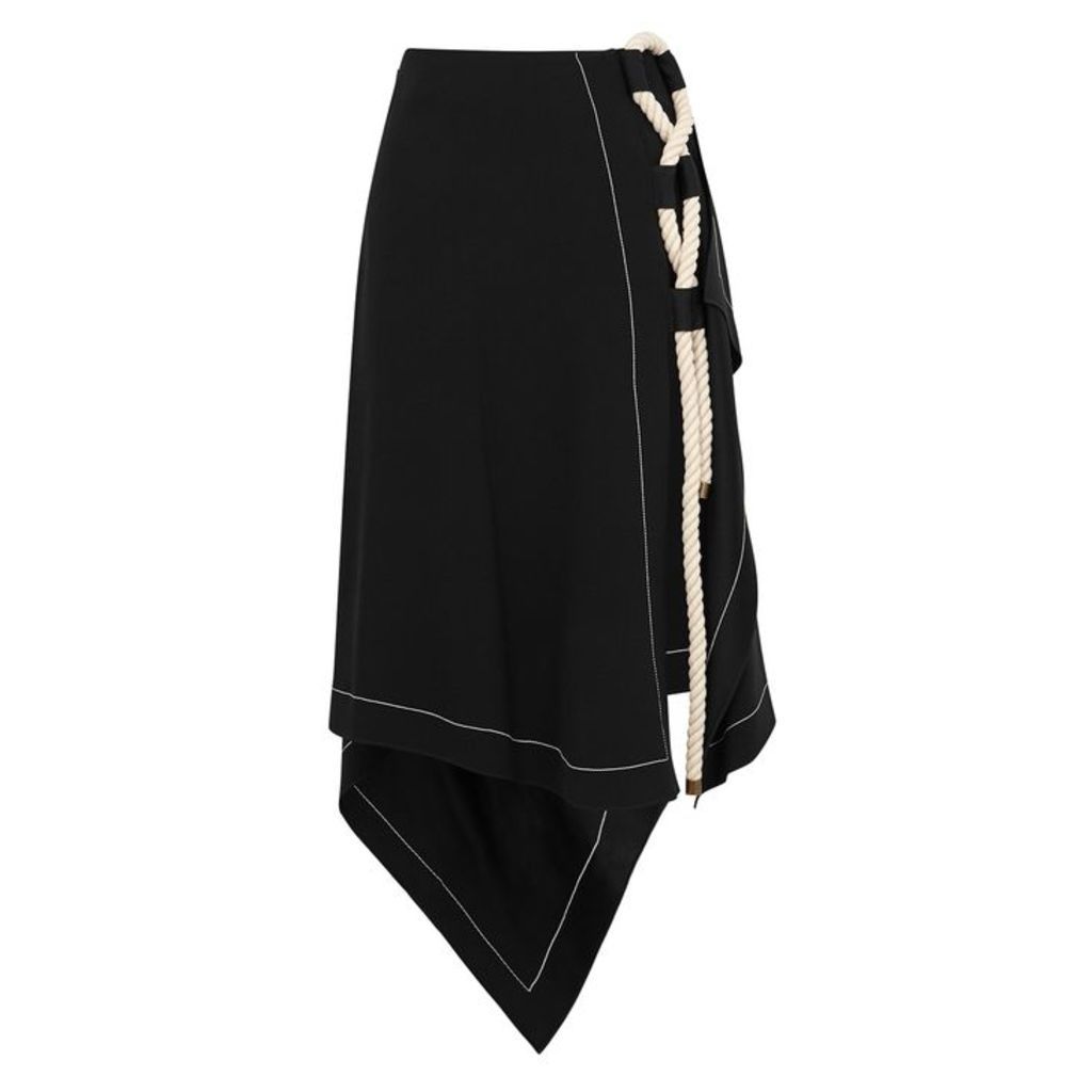MONSE Black Rope-embellished Asymmetric Skirt
