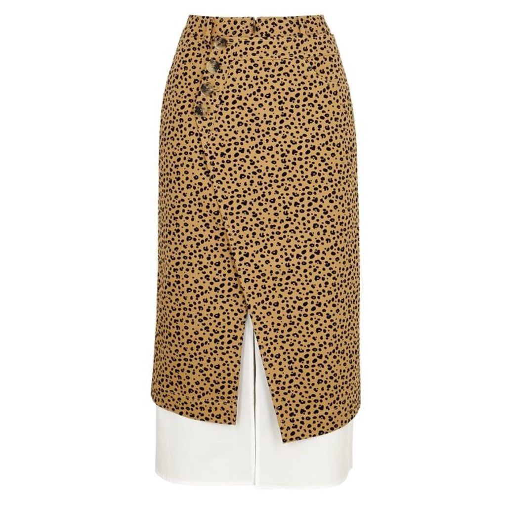 Rejina Pyo Steffi Leopard-print Denim Wrap Skirt