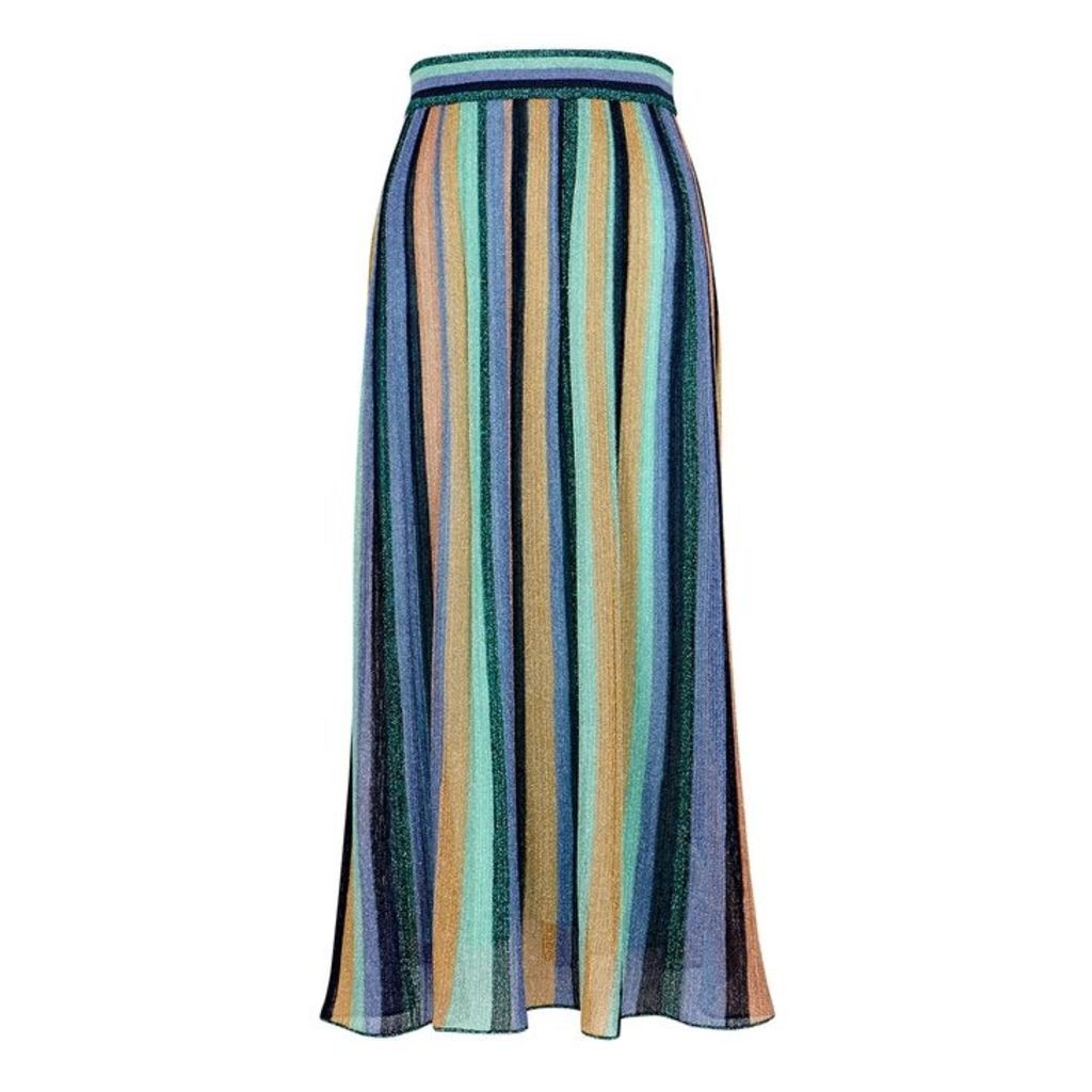 M Missoni Striped Metallic-knit Midi Skirt