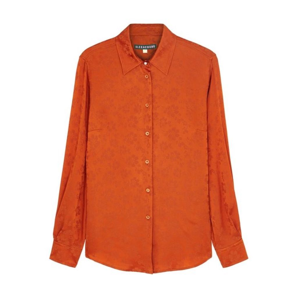 ALEXACHUNG Terracotta Floral-jacquard Satin Shirt