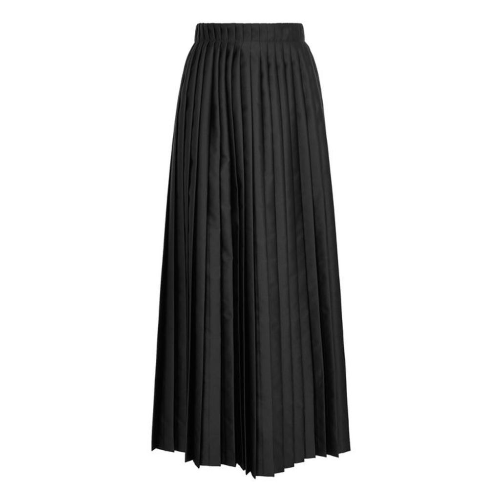 MM6 By Maison Margiela Black Pleated Satin Wrap Skirt