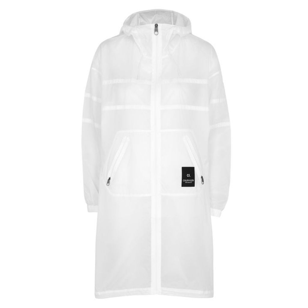 Calvin Klein Performance White Hooded Shell Raincoat
