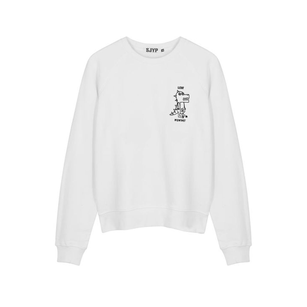 SJYP Off-white Embroidered Cotton Sweatshirt