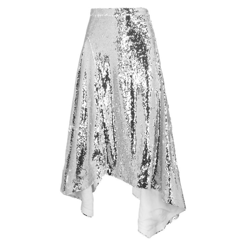 Walk Of Shame Silver Sequin Midi Skirt