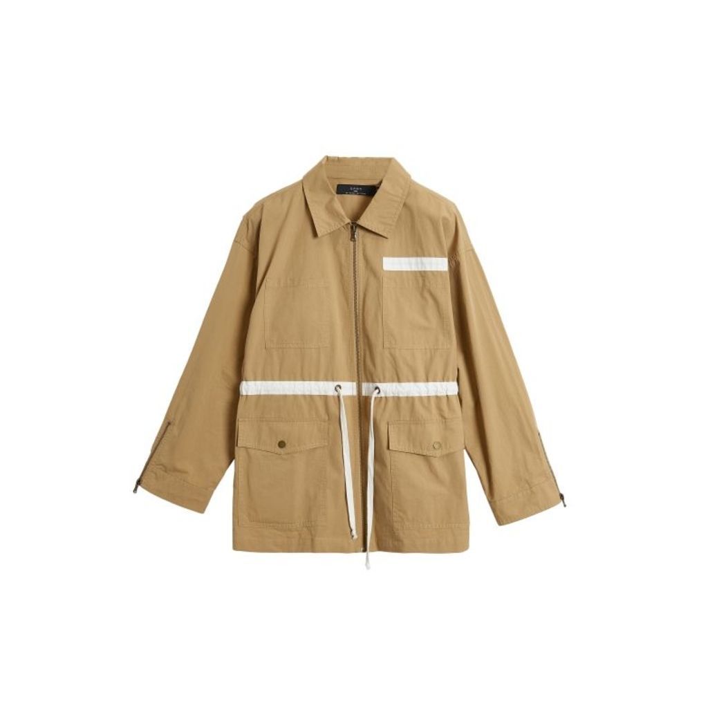 On Parle De Vous Parka Mid-length Contrasting Stripes