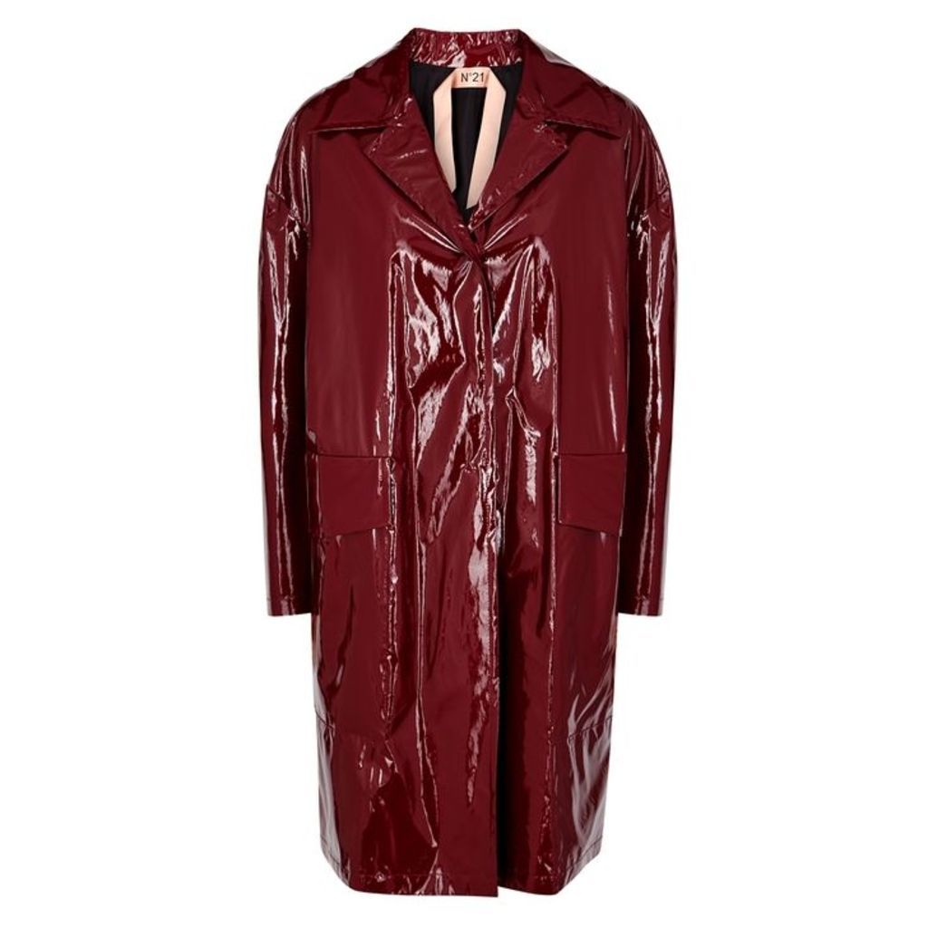 No.21 Burgundy Silk And PVC Coat