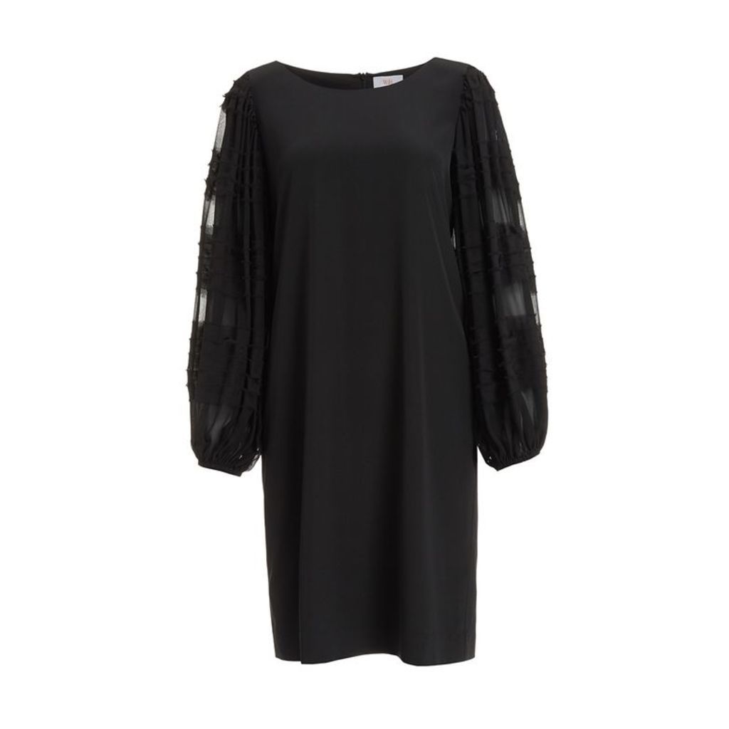 WtR Acacia Black Wide Sleeve Silk Shift Dress