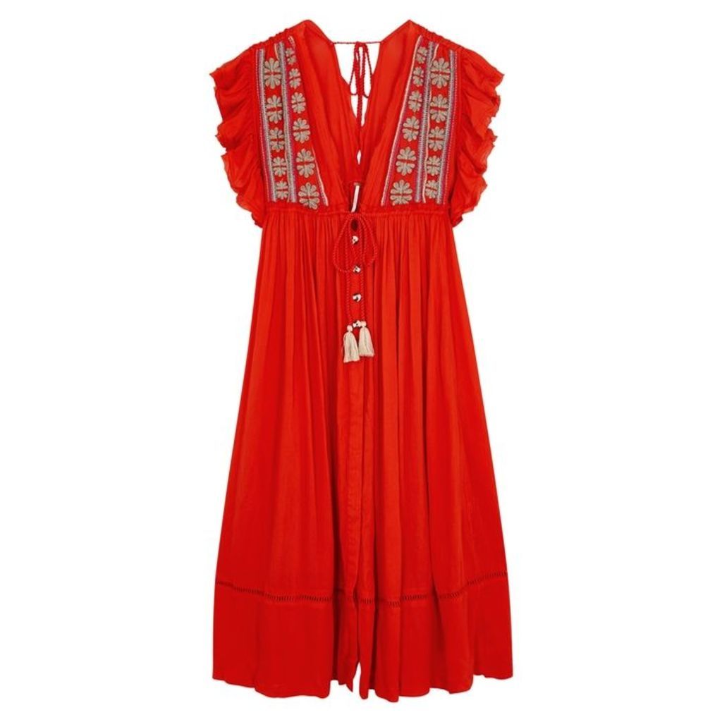 Free People Bali Will Wait For You Embroidered Midi Dress