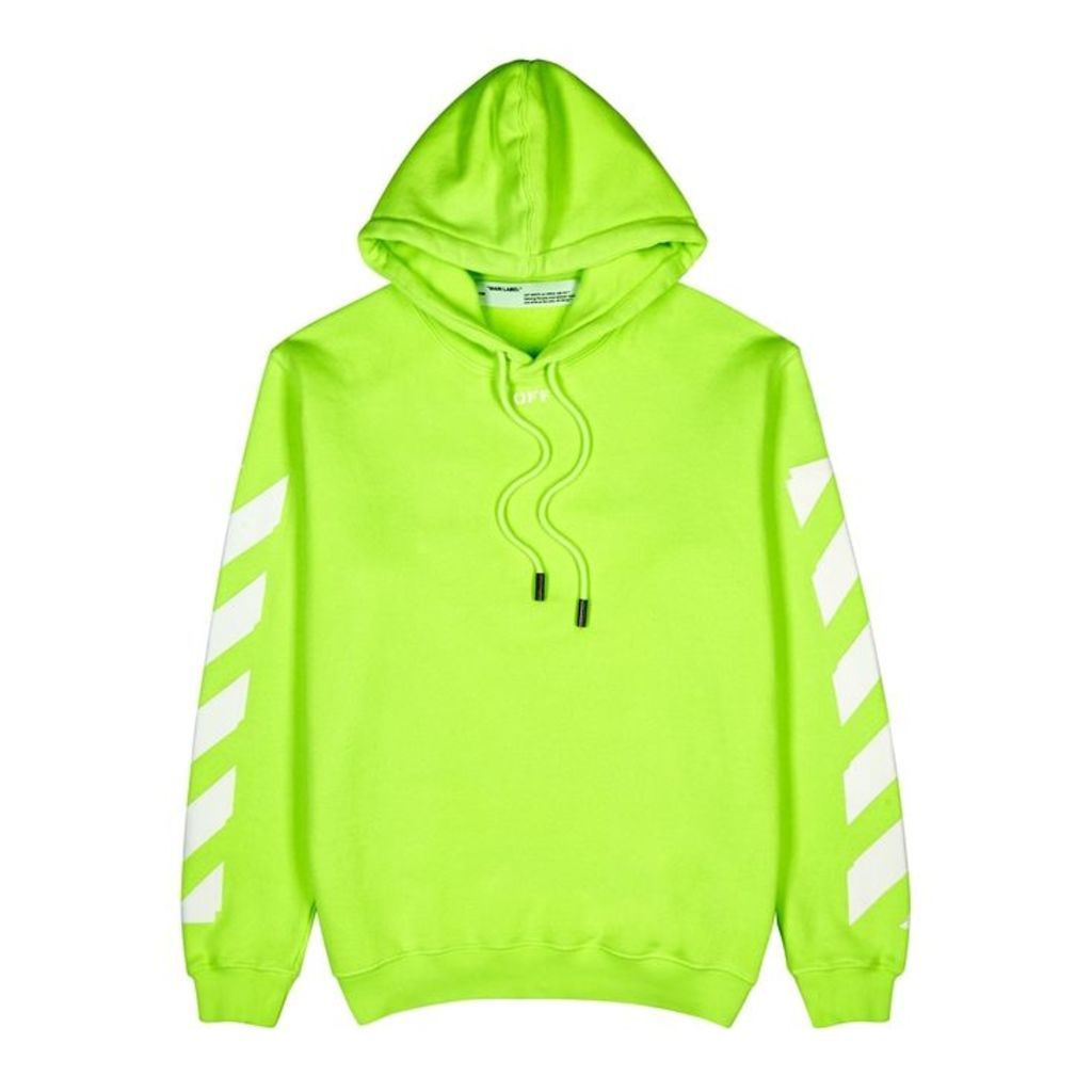Off-White Neon Green Hooded Cotton Sweatshirt