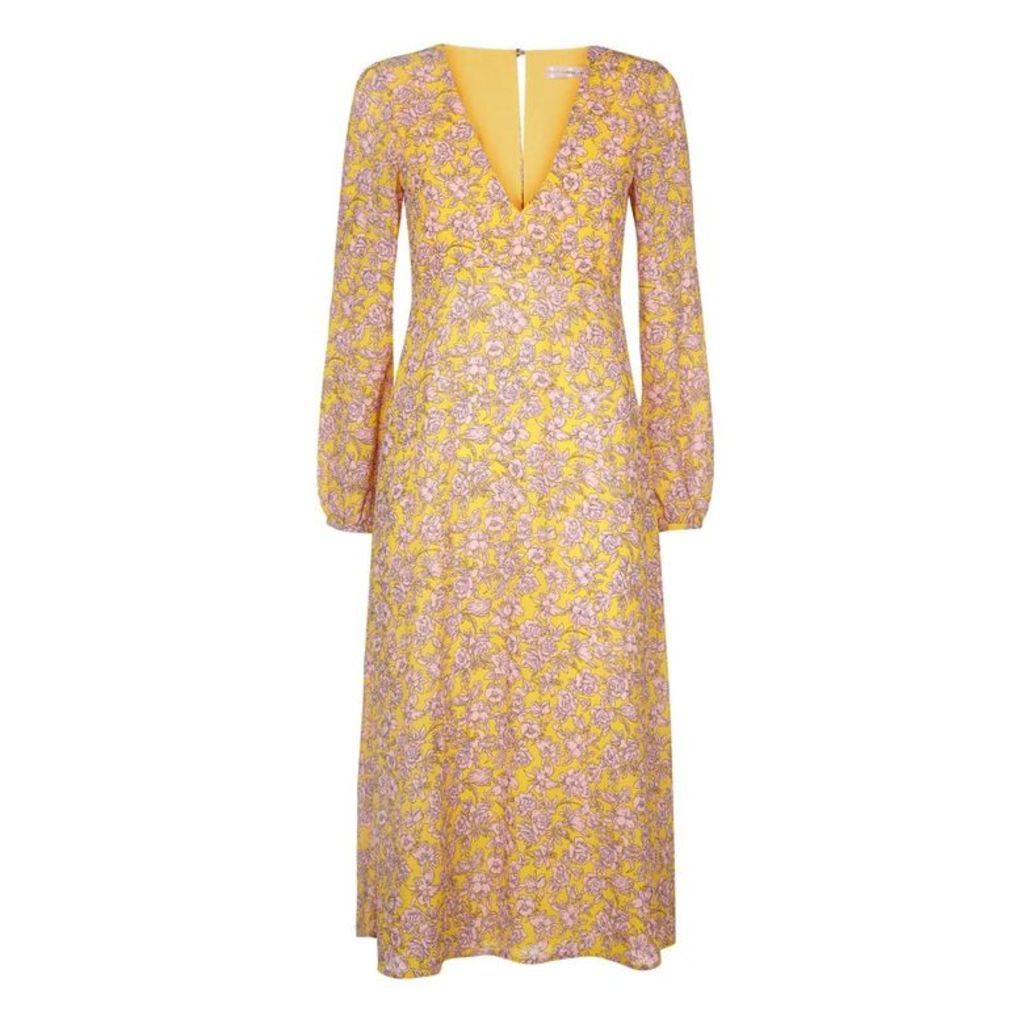 Traffic People Mama Mia Ditzy Floral Dress In Yellow And Pink