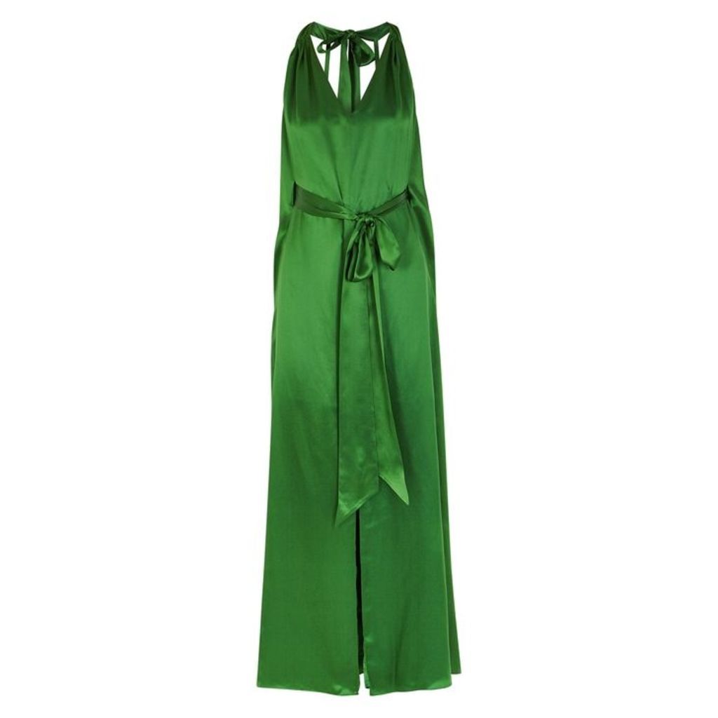 Temperley Darling Emerald Green Satin Maxi Dress