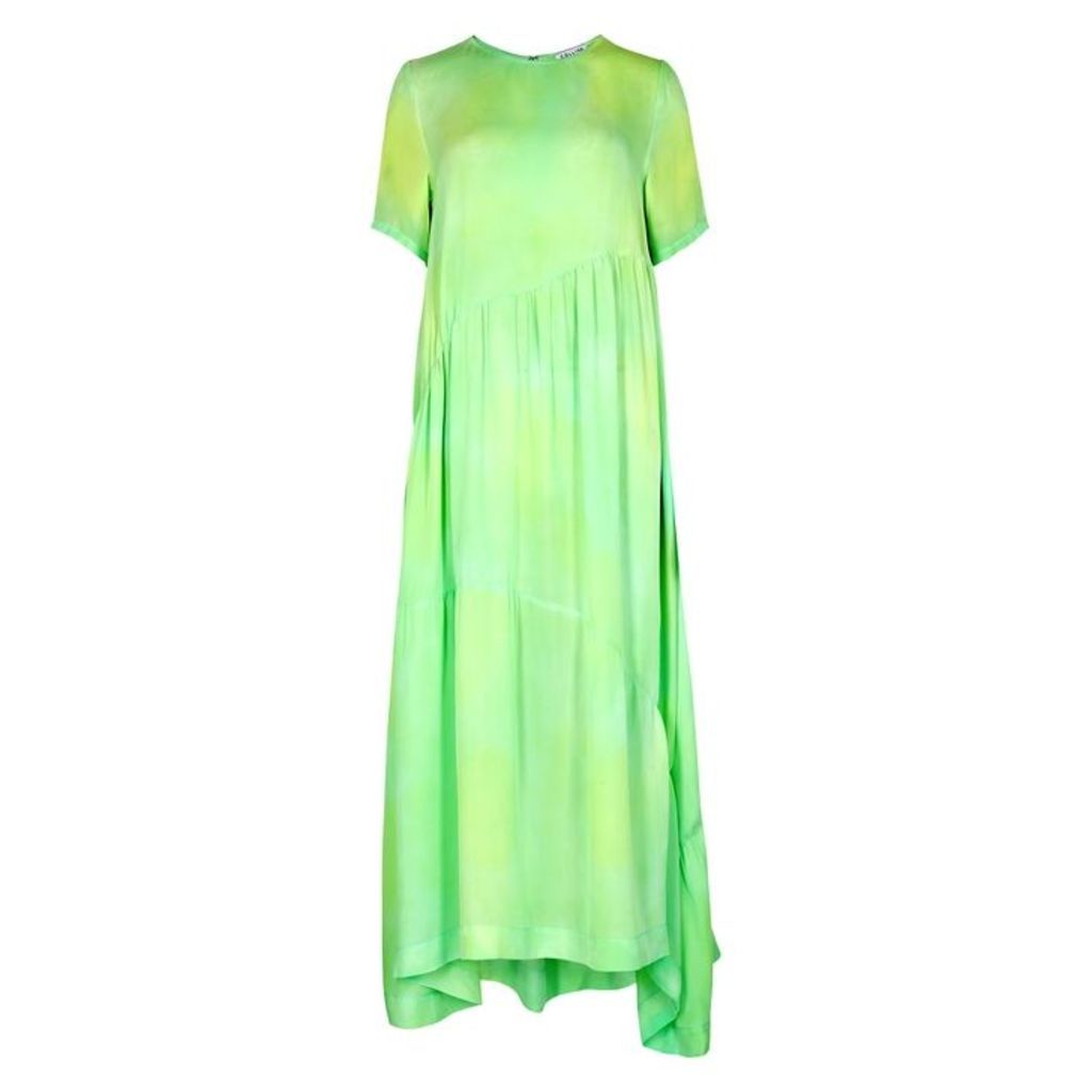 Collina Strada Ritual Green Tie-dye Silk Maxi Dress