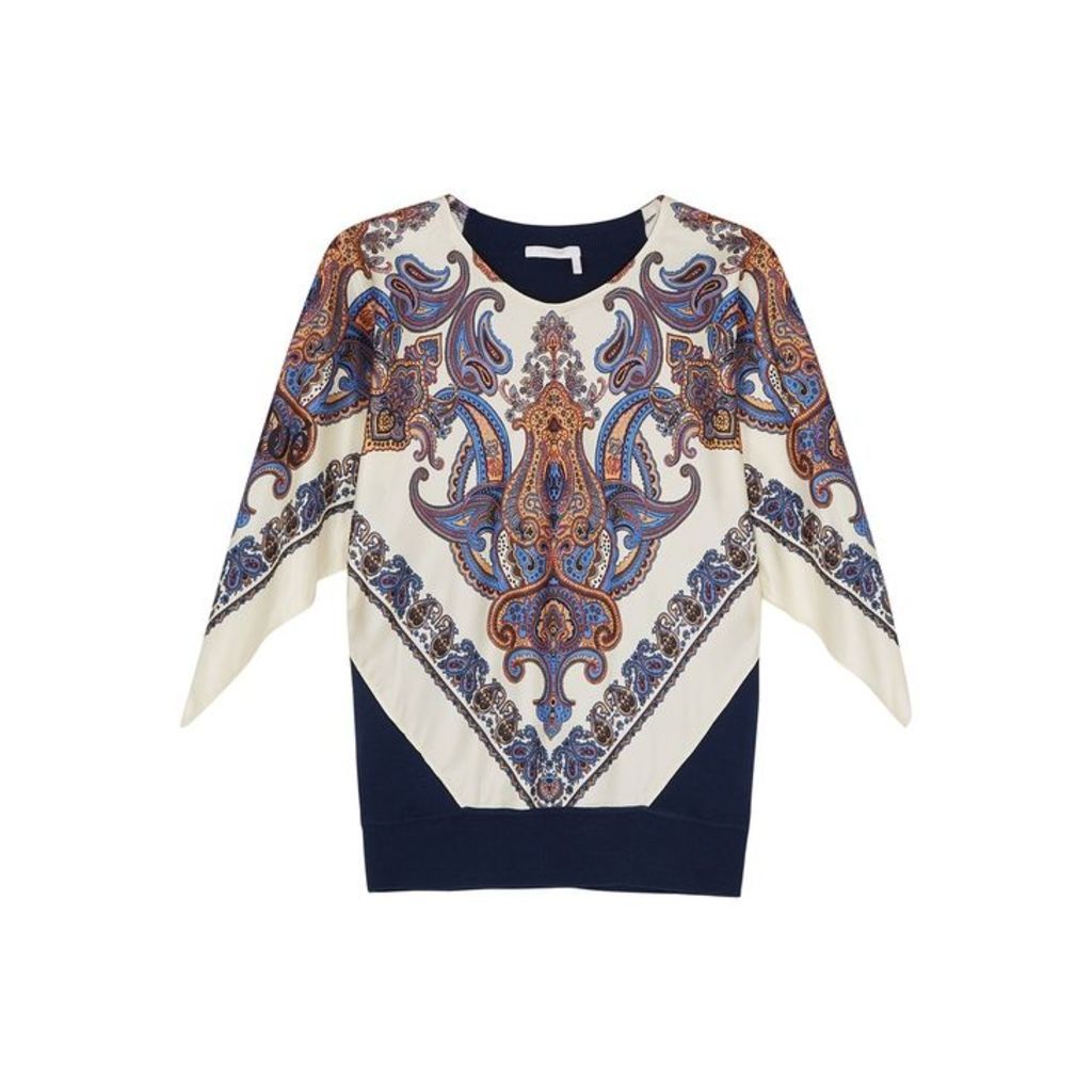 ChloÃ© Printed Satin And Jersey Top