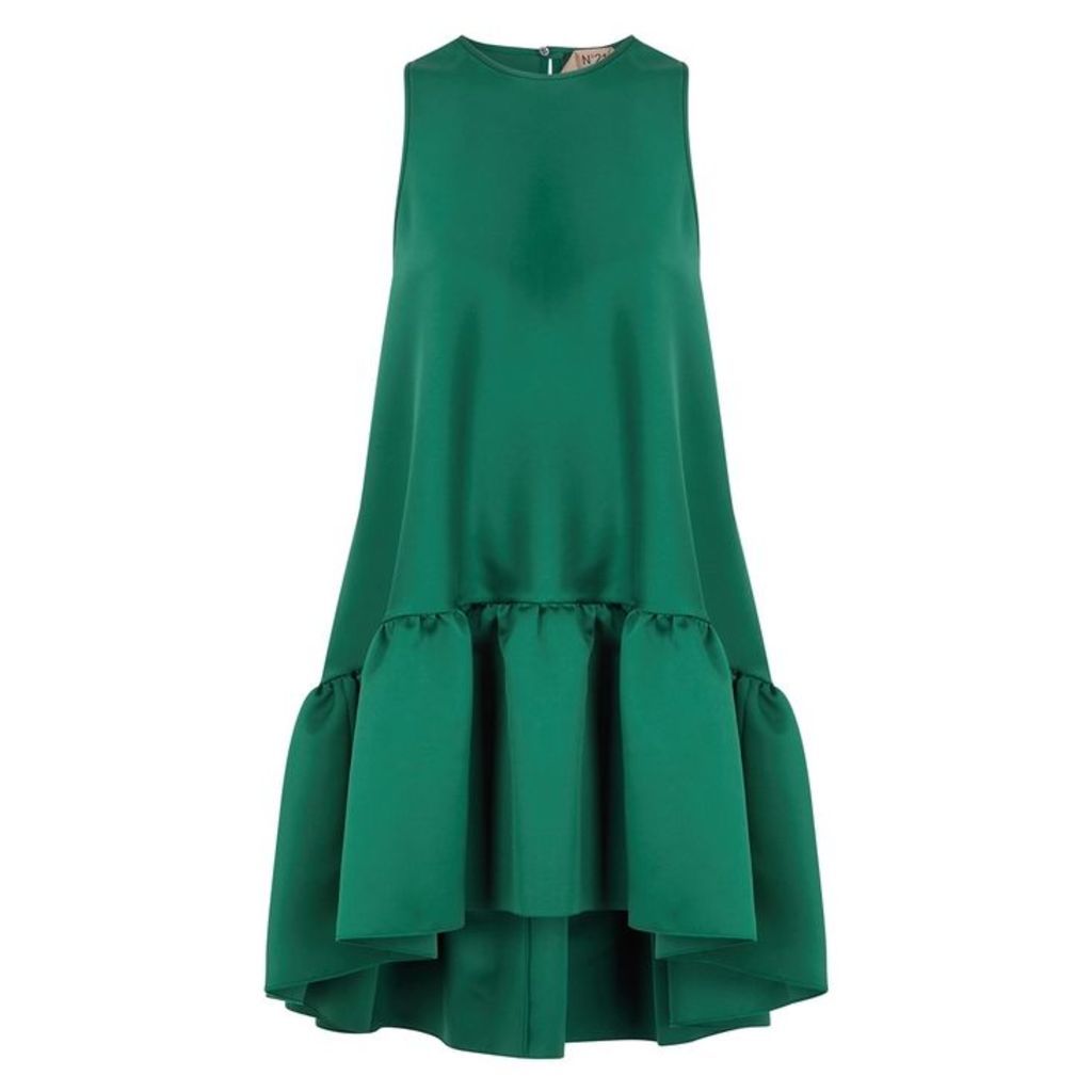 No.21 Forest Green Satin Mini Dress