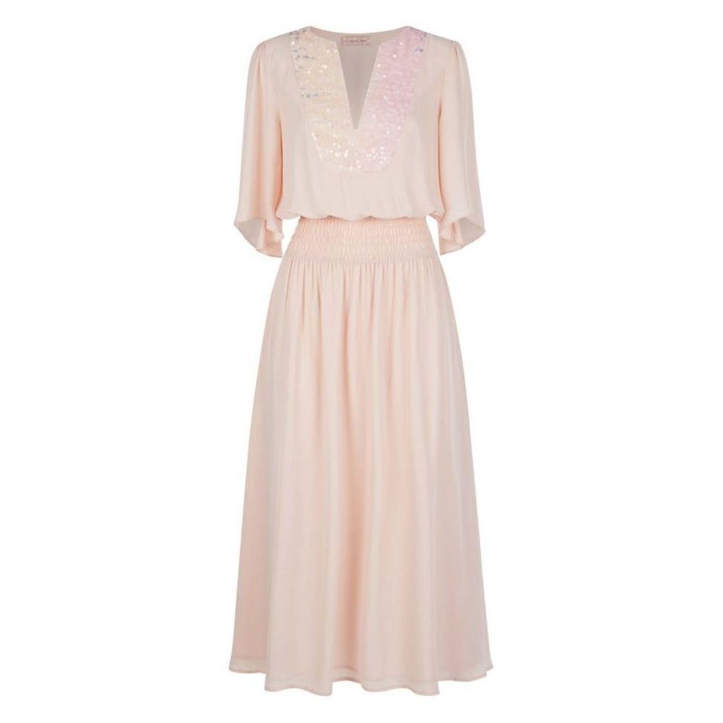 Traffic People Pastel Dreams Sequin Maxi Dress In Pink
