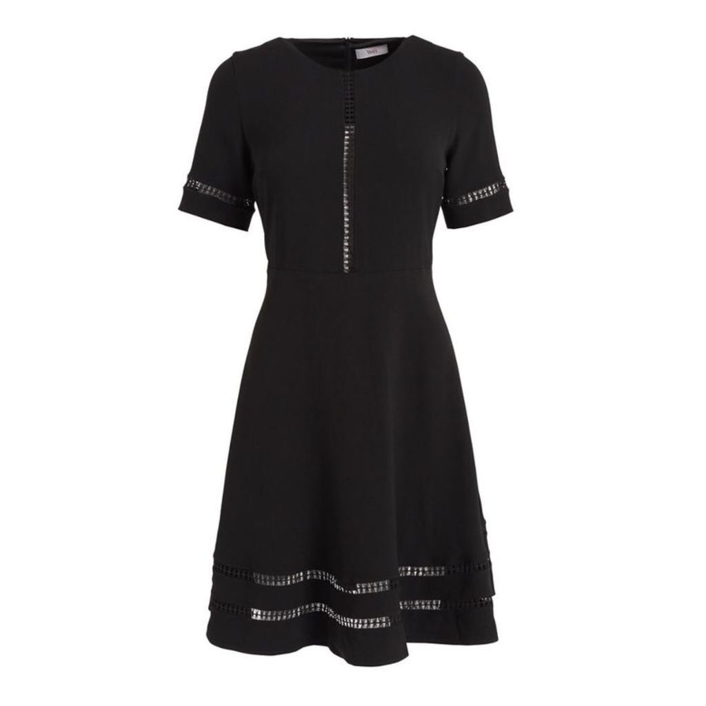 WtR Eloise Black A-line Lattice-trimmed Dress